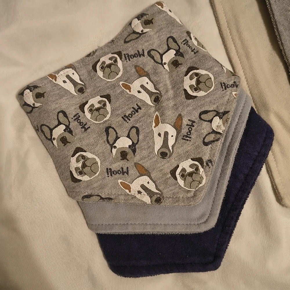 Baby Bandana Drool Bibs Set - Neutral Gray, Cream, Orange, Navy